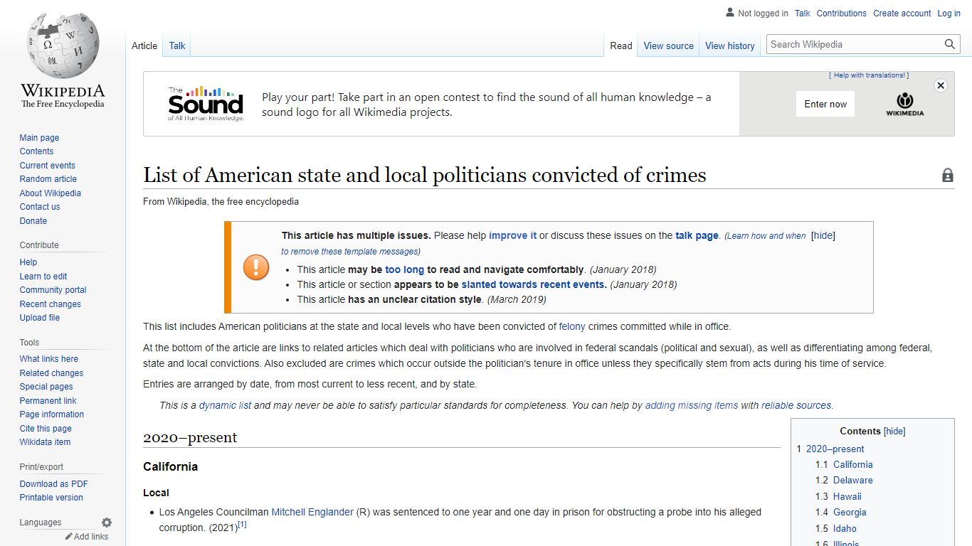 List of American state and local politicians convicted of crimes